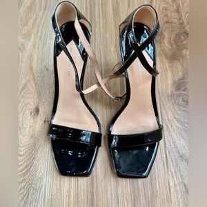 ANTONIO MELANI Marcey Black Patent Leather Platform Sandals